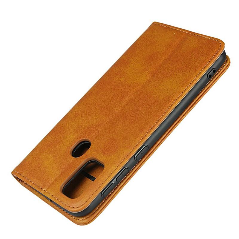 Capa De Celular Para Samsung Galaxy M21 Flip Couro Rachado Elegância