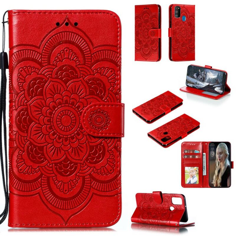 Capa De Couro Para Samsung Galaxy M21 Mandala Completa