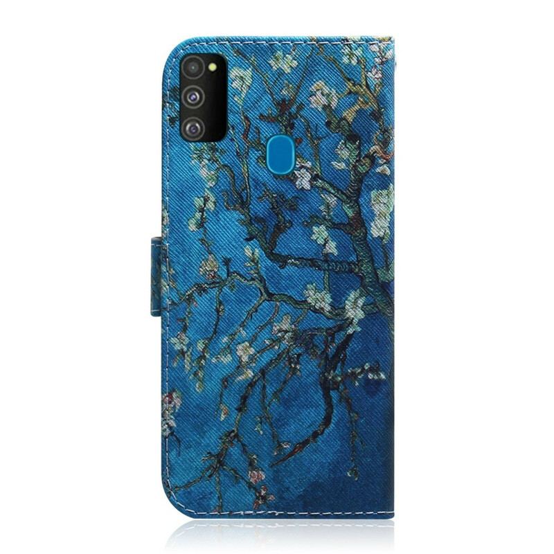 Capa De Couro Para Samsung Galaxy M21 Ramo De Árvore Florido