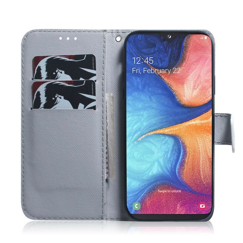 Capa De Couro Para Samsung Galaxy M21 Ramo De Árvore Florido