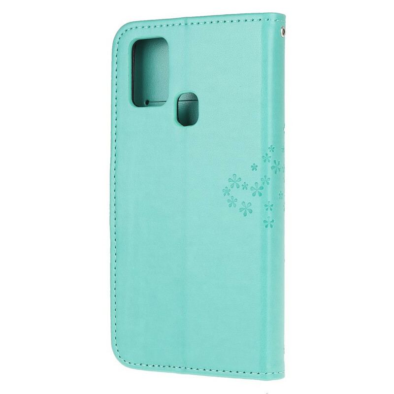 Capa Flip Para Samsung Galaxy M21 De Cordão Tanga E Corujas