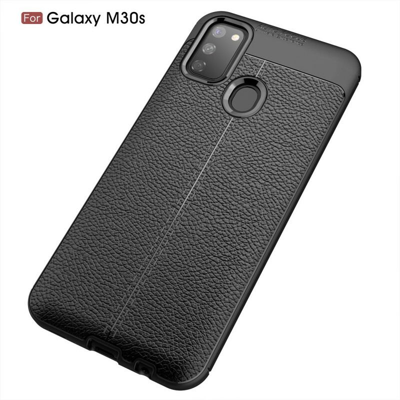 Capa Para Samsung Galaxy M21 Linha Dupla Efeito Couro Litchi