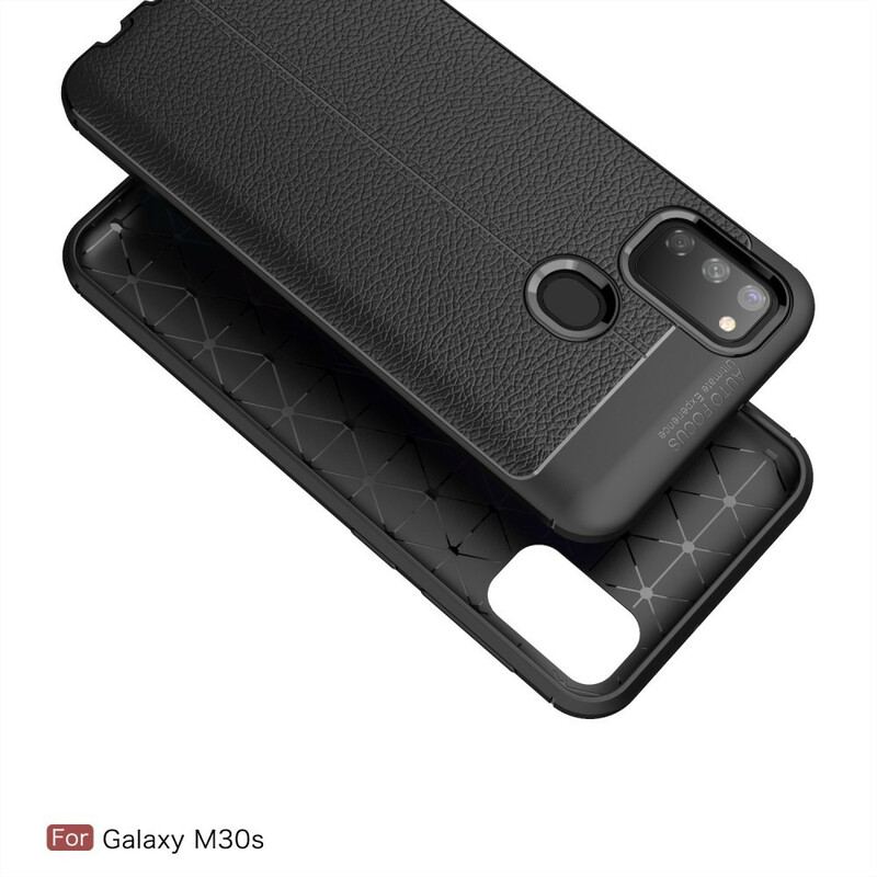 Capa Para Samsung Galaxy M21 Linha Dupla Efeito Couro Litchi