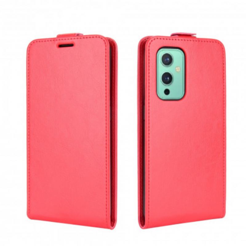 Capa De Couro Para OnePlus 9 Flip Efeito De Couro Com Aba Vertical