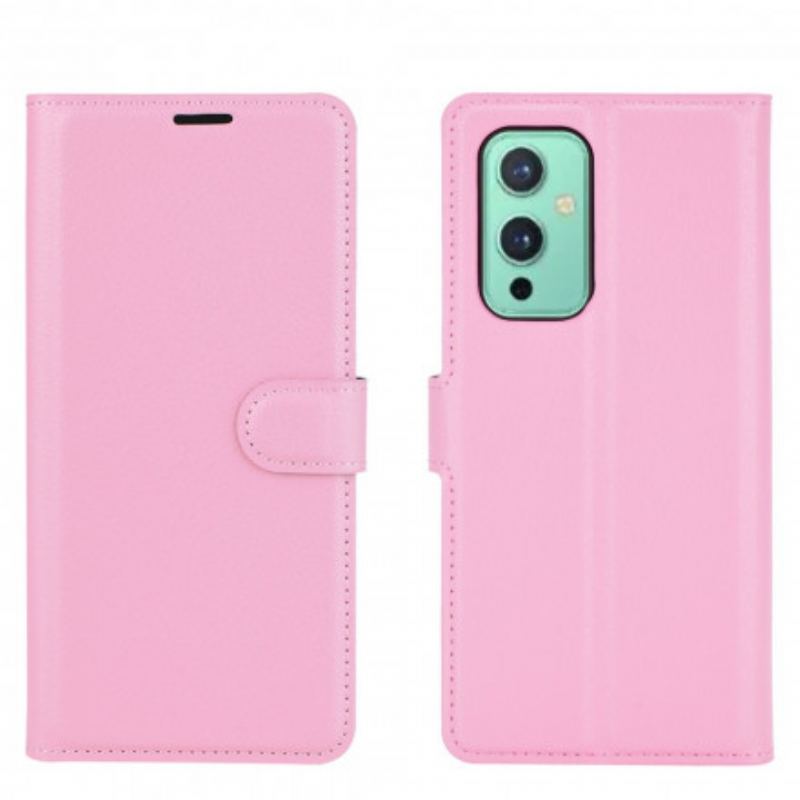 Capa Em Pele Para OnePlus 9 Estilo Clássico De Couro Litchi