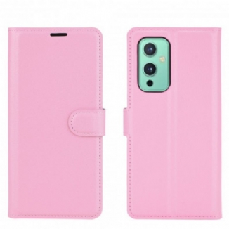 Capa Em Pele Para OnePlus 9 Estilo Clássico De Couro Litchi