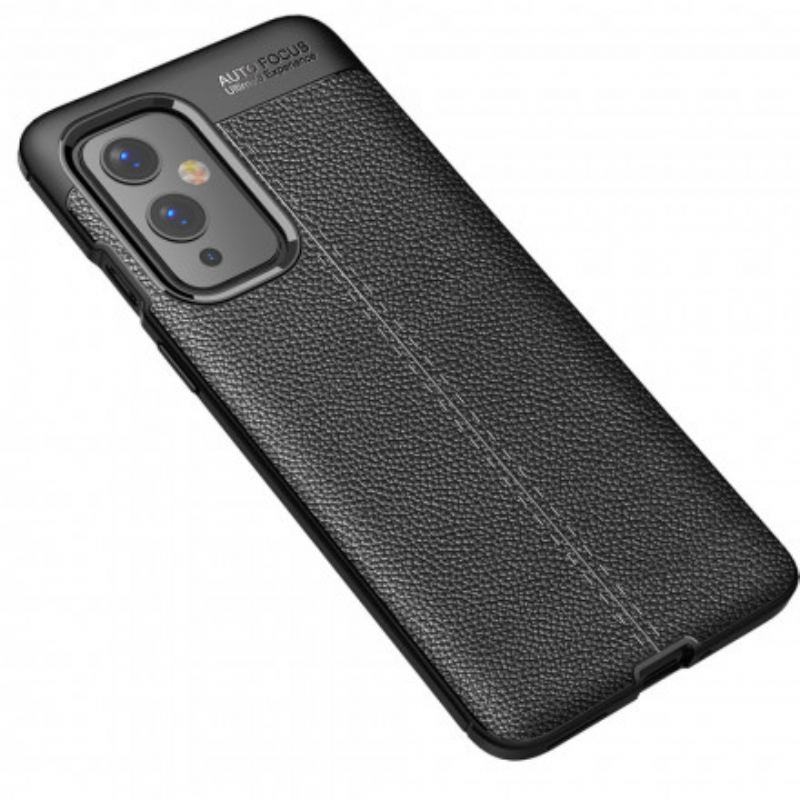 Capa Para OnePlus 9 Linha Dupla Efeito Couro Litchi