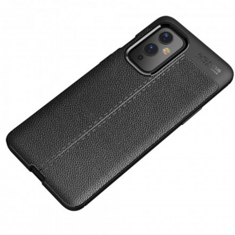 Capa Para OnePlus 9 Linha Dupla Efeito Couro Litchi