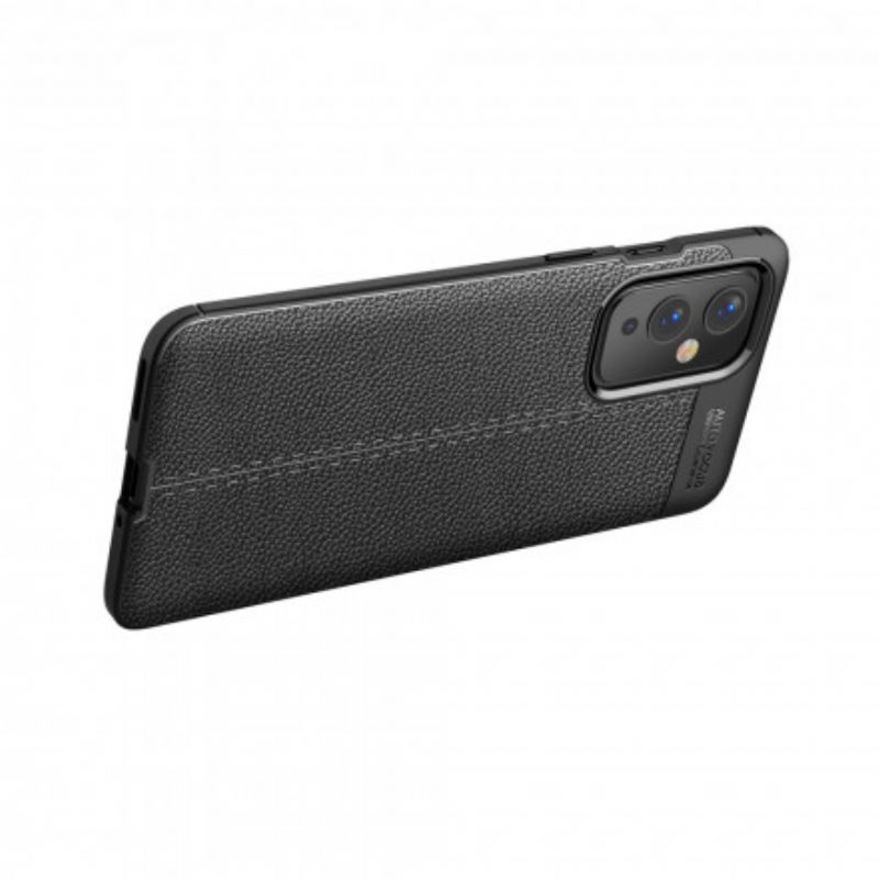 Capa Para OnePlus 9 Linha Dupla Efeito Couro Litchi