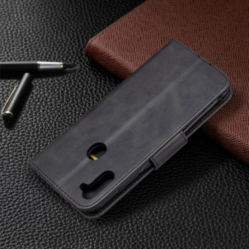 Capa Em Pele Para Samsung Galaxy M11 Flip Retalho Liso Oblíquo