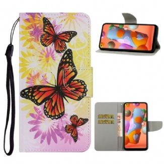 Capa Flip Para Samsung Galaxy M11 Borboletas E Flores De Verão