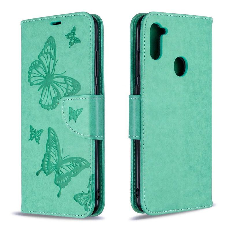 Capa Flip Para Samsung Galaxy M11 Borboletas Voando Com Cordão