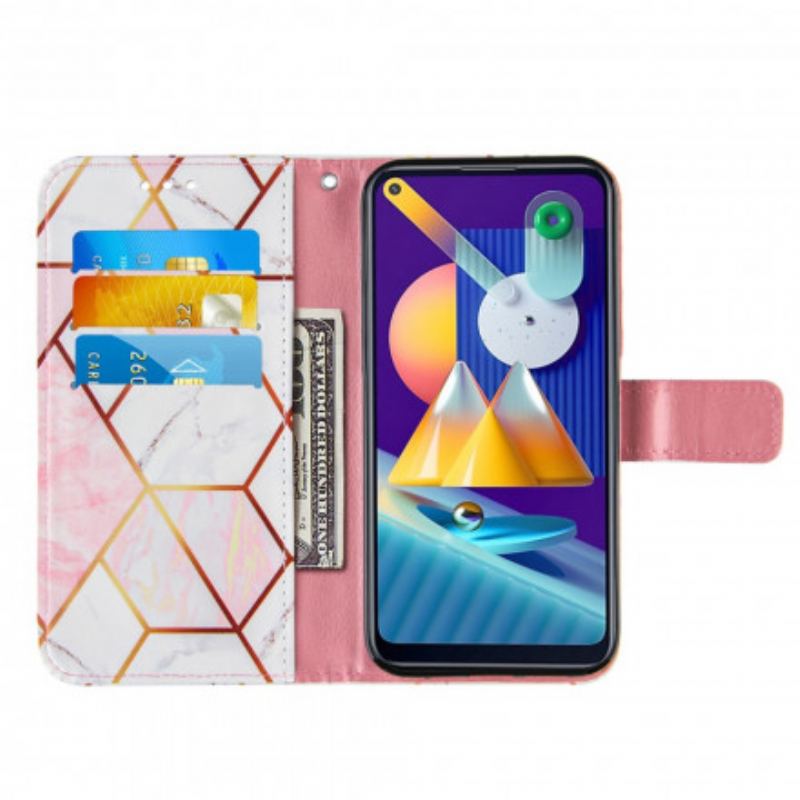 Capa Flip Para Samsung Galaxy M11 Mármore Geométrico