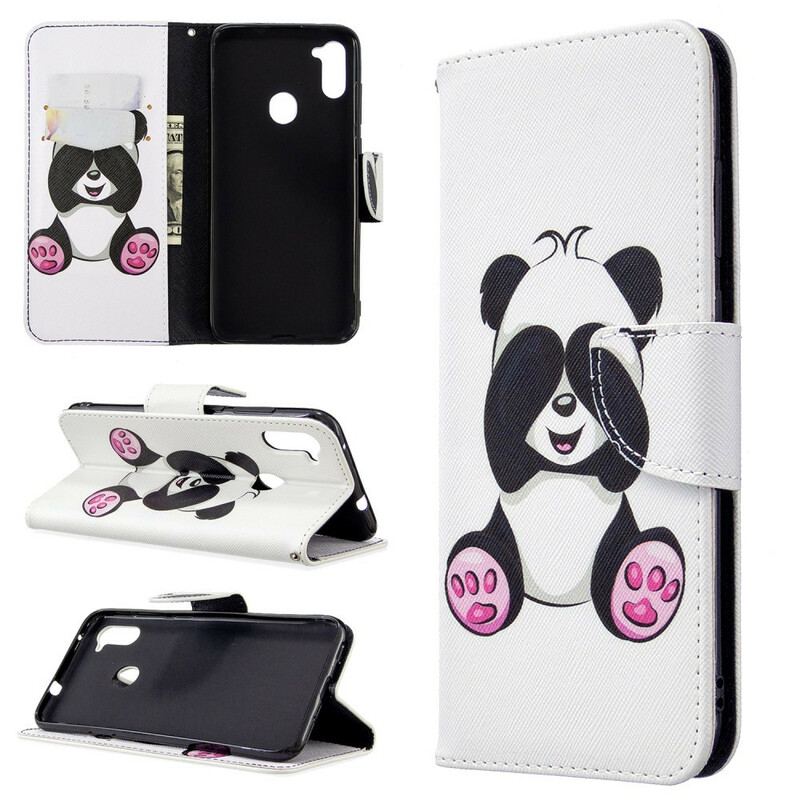 Capa Flip Para Samsung Galaxy M11 Panda Divertido