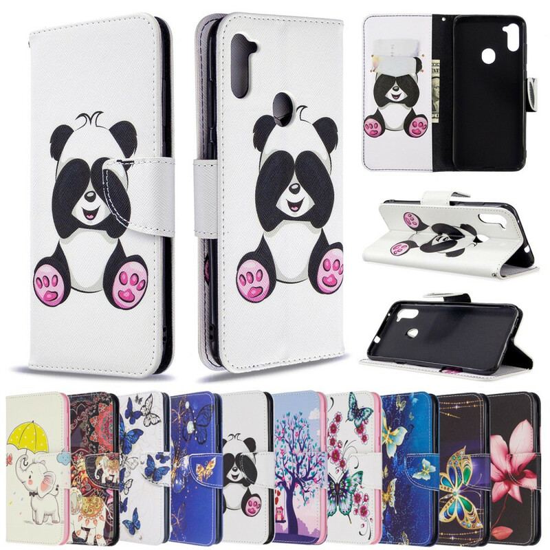 Capa Flip Para Samsung Galaxy M11 Panda Divertido