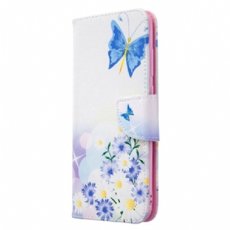 Capa Folio Para Samsung Galaxy M11 Borboletas E Flores Pintadas