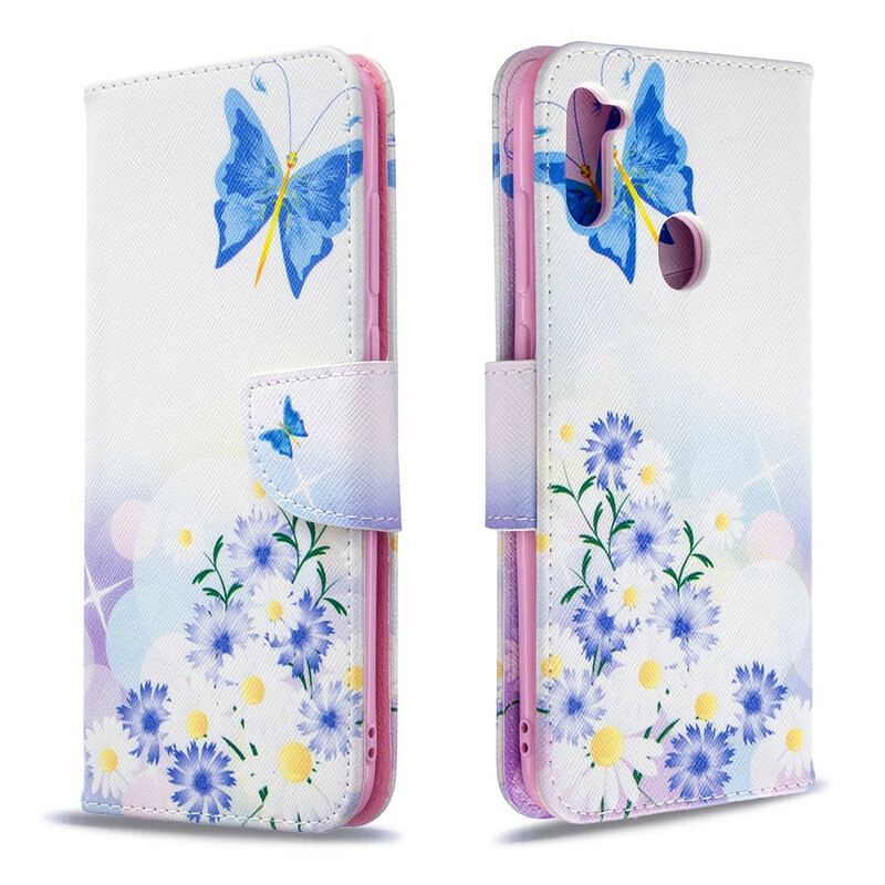 Capa Folio Para Samsung Galaxy M11 Borboletas E Flores Pintadas