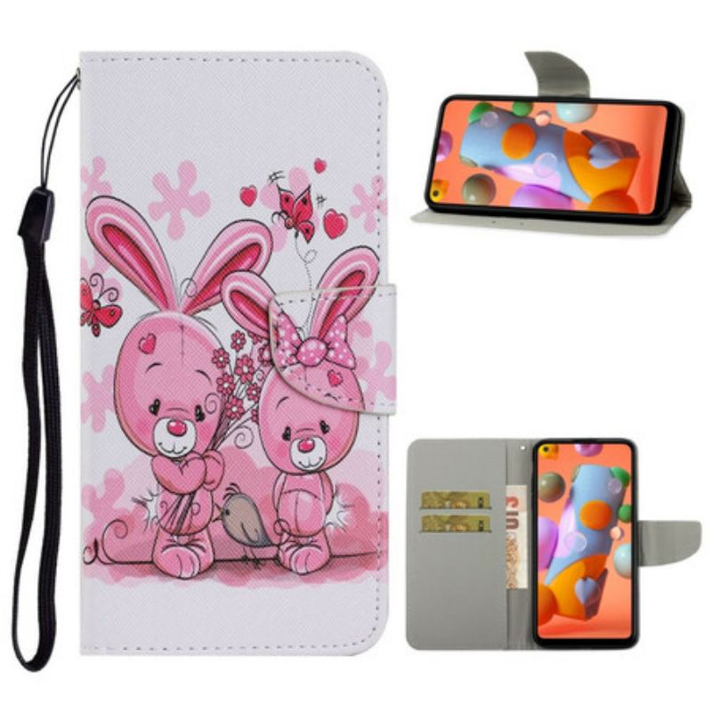 Capa Folio Para Samsung Galaxy M11 Coelhos