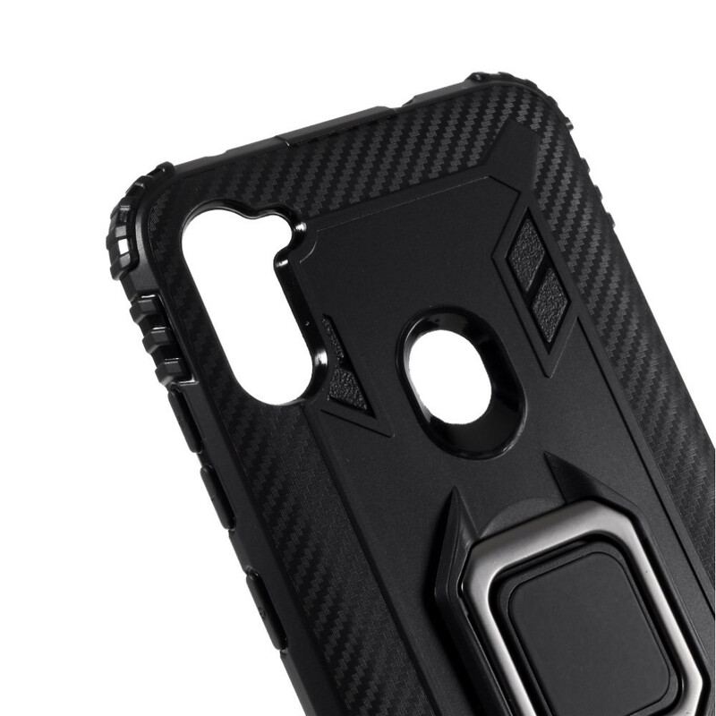 Capa Para Samsung Galaxy M11 Anel E Fibra De Carbono