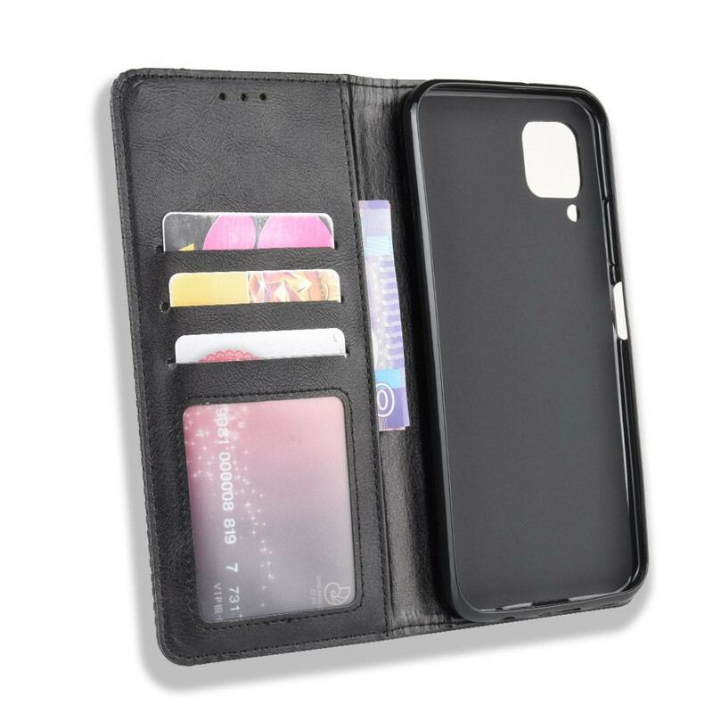 Capa De Celular Para Huawei P40 Lite Flip Efeito Couro Vintage Estilizado