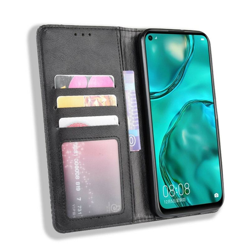 Capa De Celular Para Huawei P40 Lite Flip Efeito Couro Vintage Estilizado