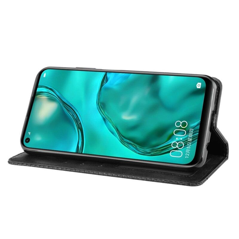 Capa De Celular Para Huawei P40 Lite Flip Efeito Couro Vintage Estilizado