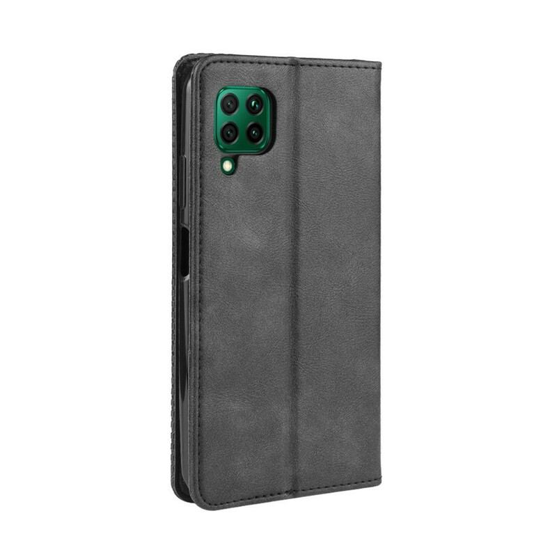 Capa De Celular Para Huawei P40 Lite Flip Efeito Couro Vintage Estilizado