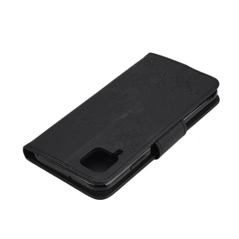 Capa De Couro Para Huawei P40 Lite Apenas Borboletas Com Cordão