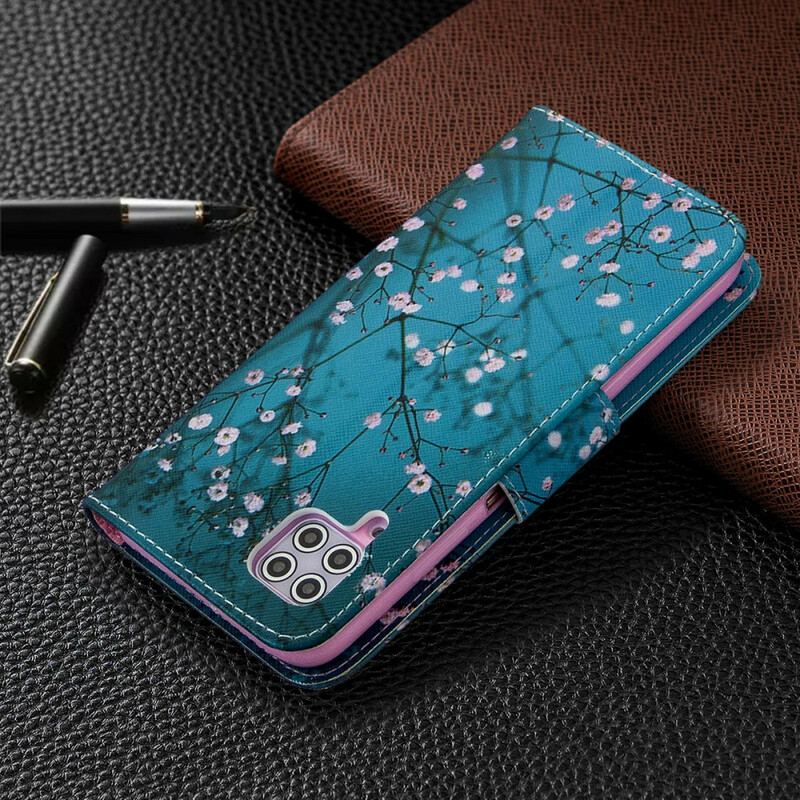 Capa De Couro Para Huawei P40 Lite Árvore Florida