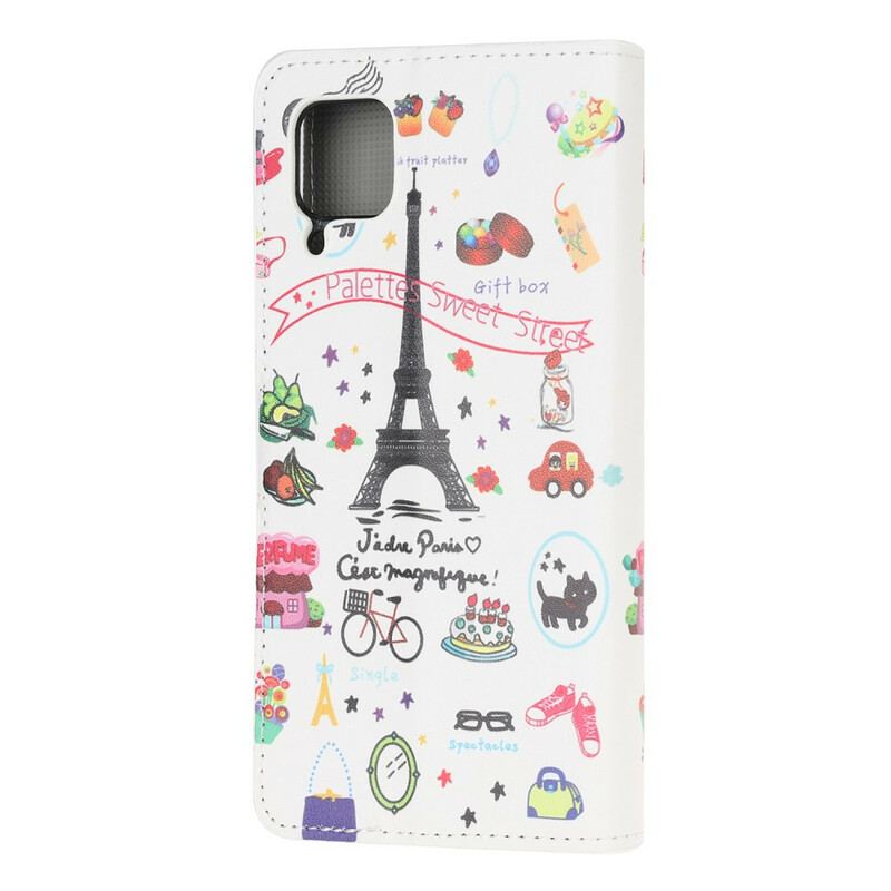 Capa De Couro Para Huawei P40 Lite Eu Amo Paris