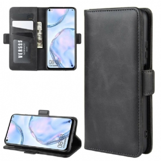 Capa De Couro Para Huawei P40 Lite Flip Aba Dupla