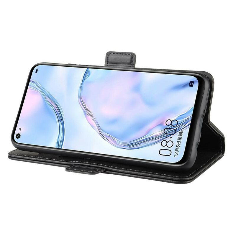 Capa De Couro Para Huawei P40 Lite Flip Aba Dupla