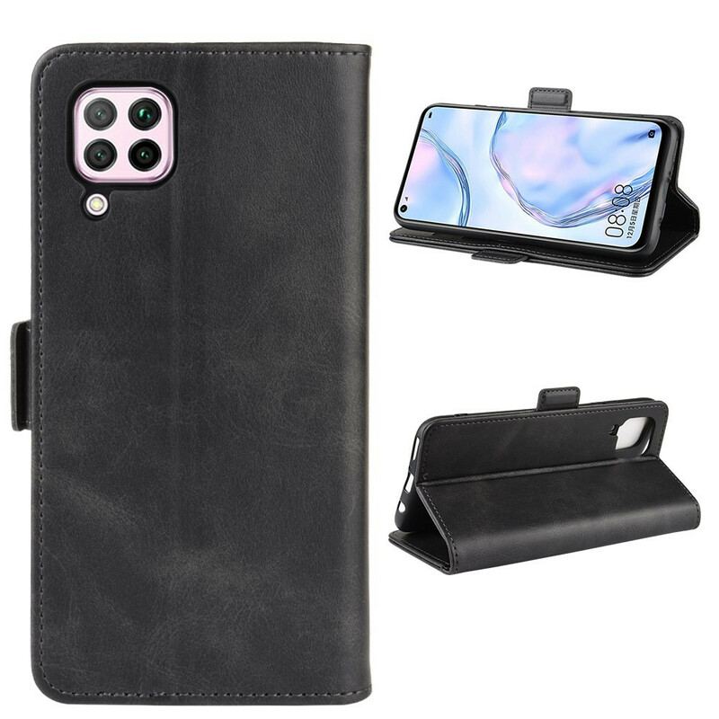 Capa De Couro Para Huawei P40 Lite Flip Aba Dupla