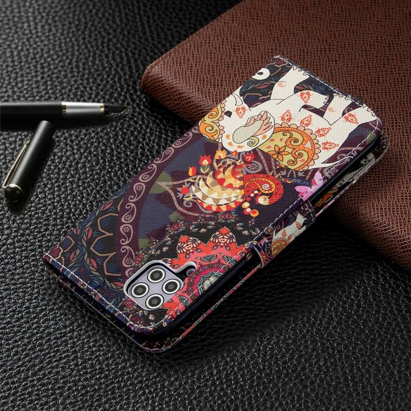 Capa De Couro Para Huawei P40 Lite Mandala De Elefantes Étnicos