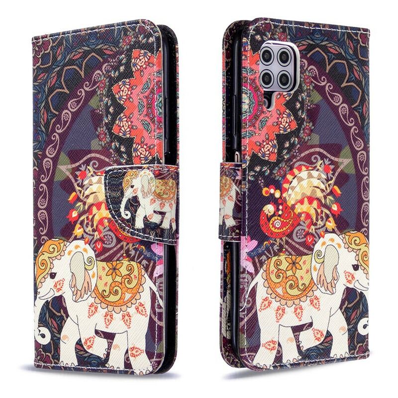 Capa De Couro Para Huawei P40 Lite Mandala De Elefantes Étnicos