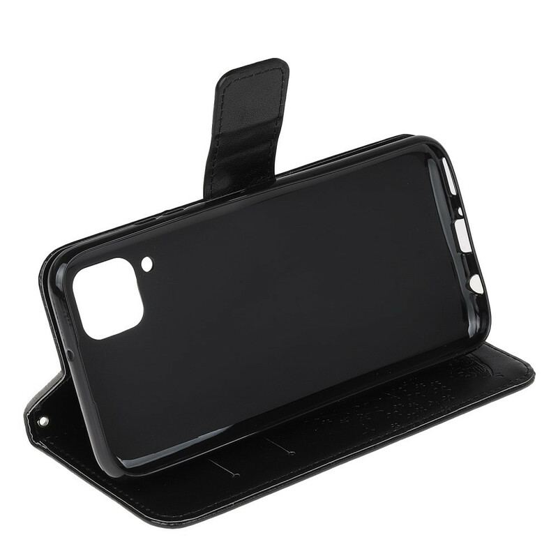 Capa Em Pele Para Huawei P40 Lite De Cordão Tanga E Corujas