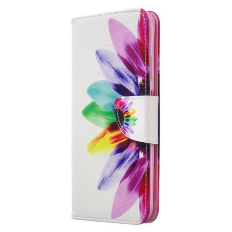 Capa Em Pele Para Huawei P40 Lite Flor Aquarela