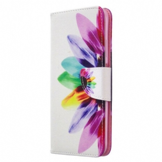 Capa Em Pele Para Huawei P40 Lite Flor Aquarela