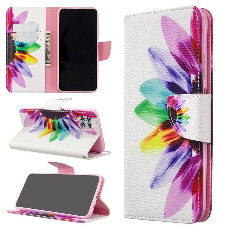 Capa Em Pele Para Huawei P40 Lite Flor Aquarela