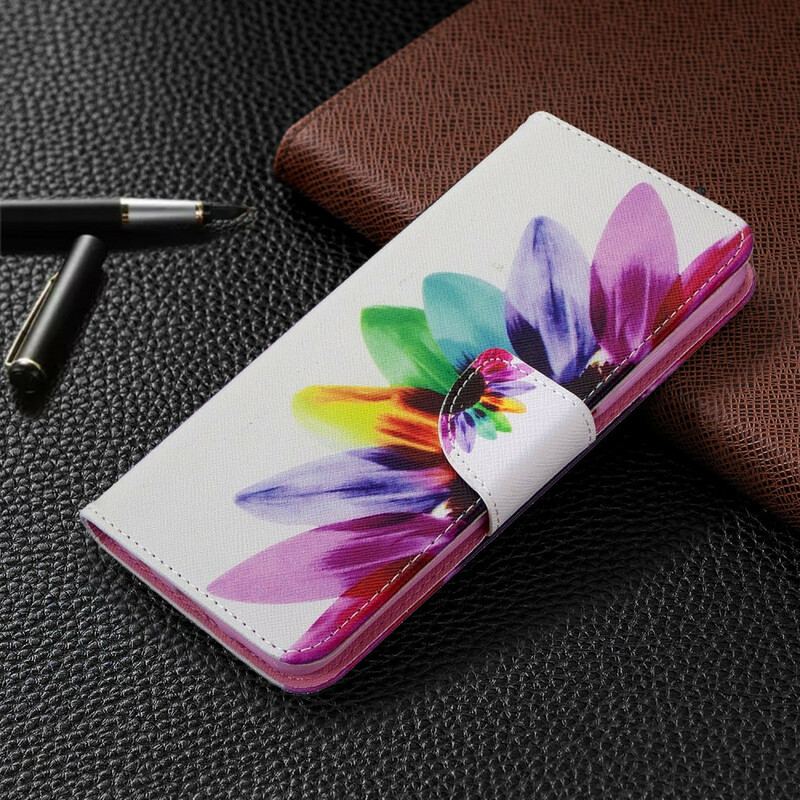 Capa Em Pele Para Huawei P40 Lite Flor Aquarela