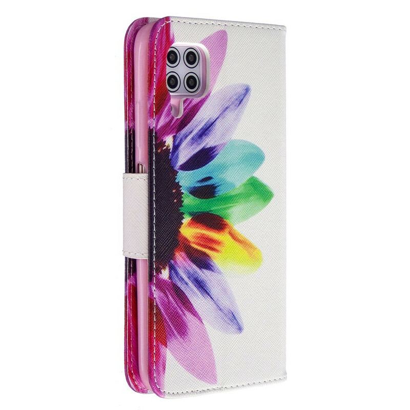 Capa Em Pele Para Huawei P40 Lite Flor Aquarela