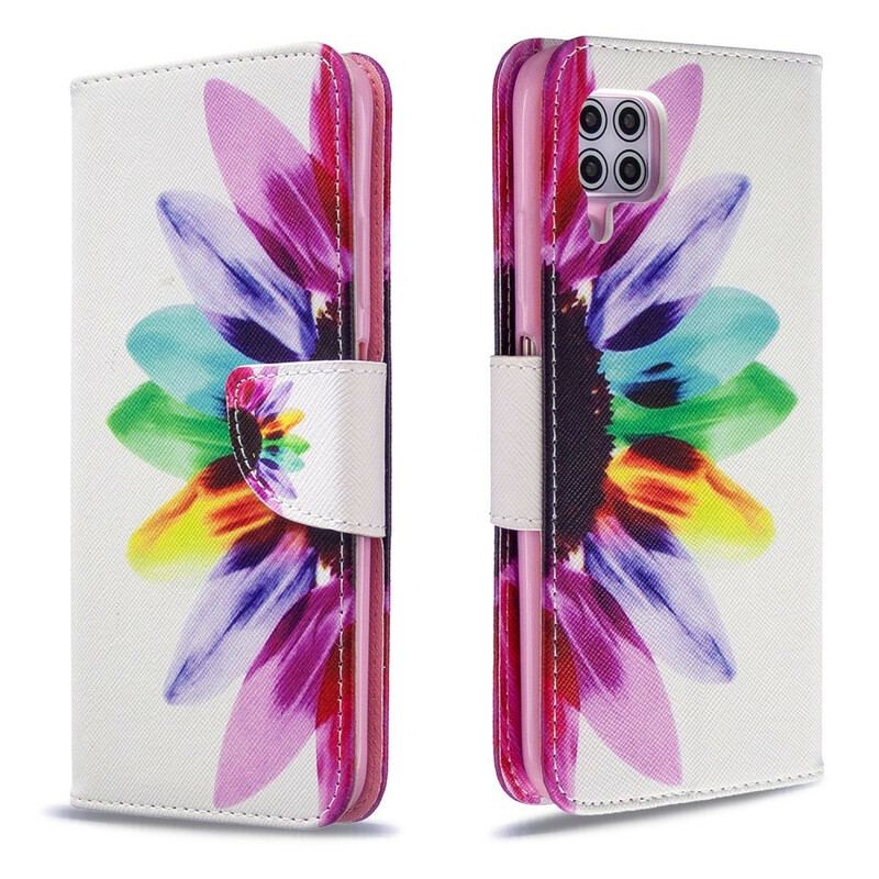 Capa Em Pele Para Huawei P40 Lite Flor Aquarela