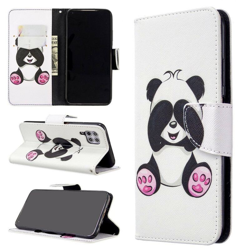 Capa Em Pele Para Huawei P40 Lite Panda Divertido