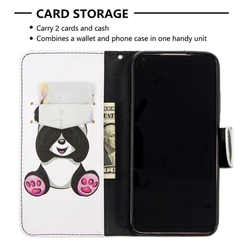 Capa Em Pele Para Huawei P40 Lite Panda Divertido