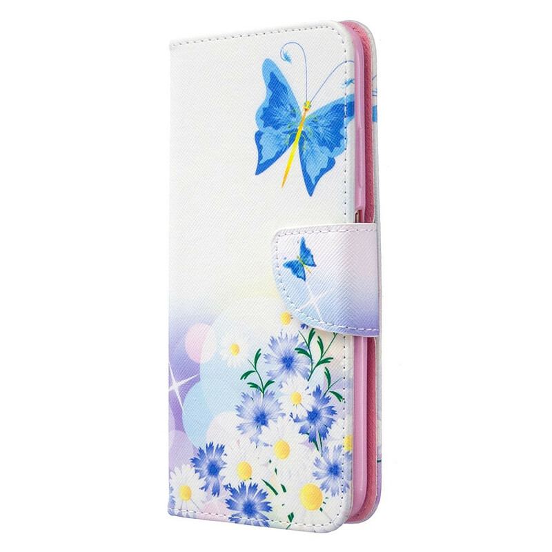 Capa Flip Para Huawei P40 Lite Borboletas E Flores Pintadas