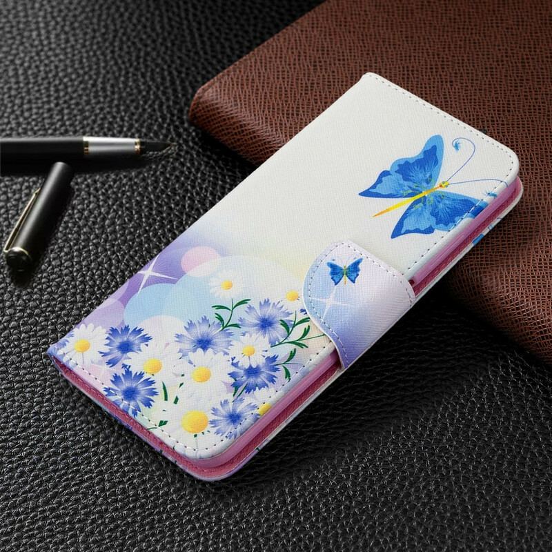 Capa Flip Para Huawei P40 Lite Borboletas E Flores Pintadas