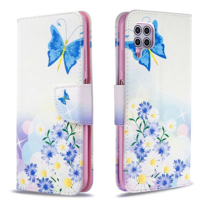 Capa Flip Para Huawei P40 Lite Borboletas E Flores Pintadas