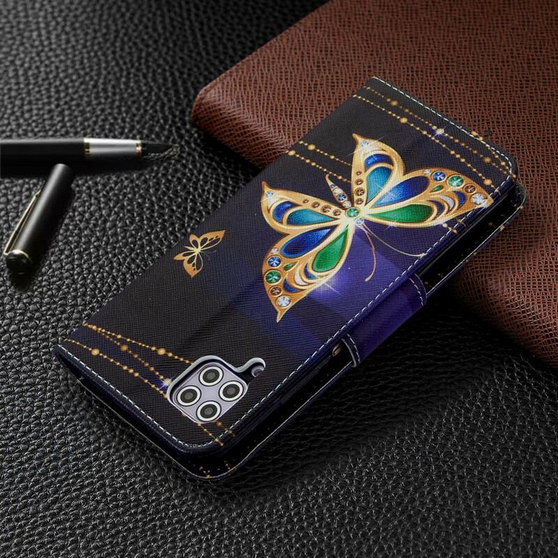 Capa Flip Para Huawei P40 Lite Borboletas Reis