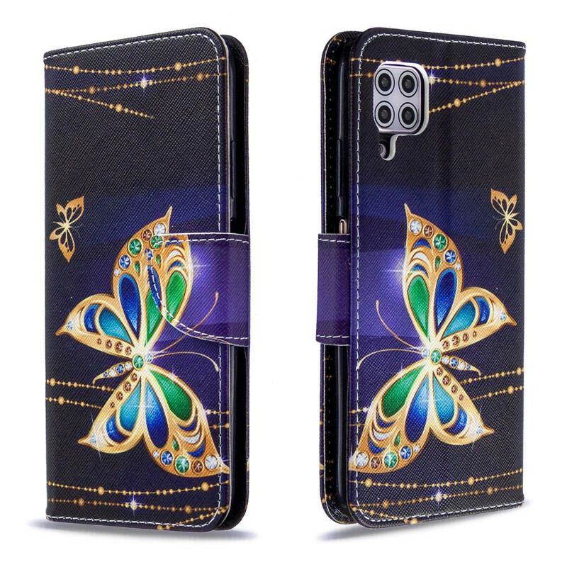 Capa Flip Para Huawei P40 Lite Borboletas Reis