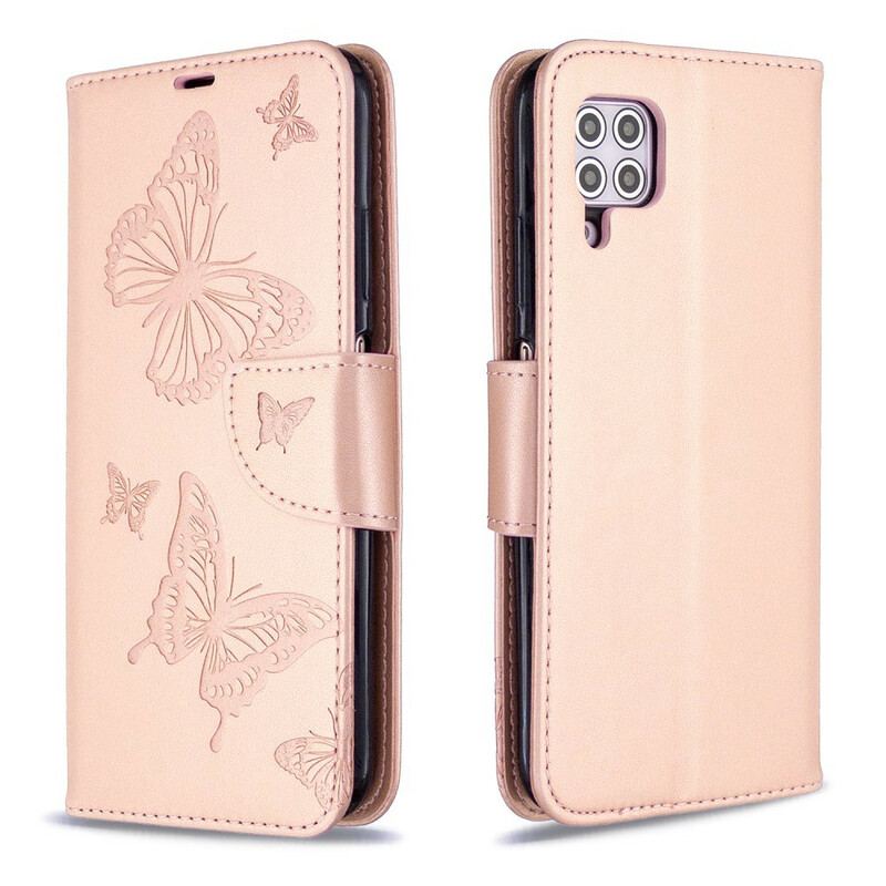 Capa Flip Para Huawei P40 Lite De Cordão Strappy Estampado Borboletas